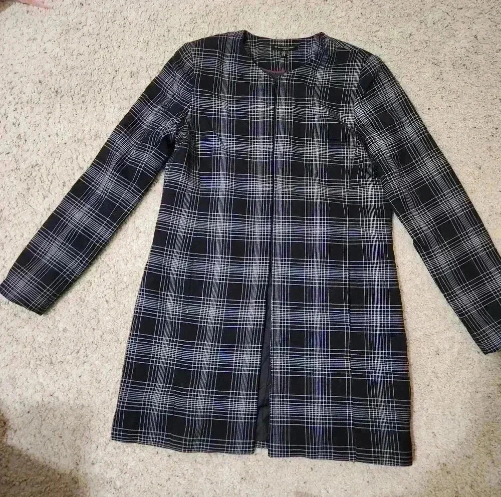 Massimo Fabbro Italy Women's Black Plaid Coat Size M‎